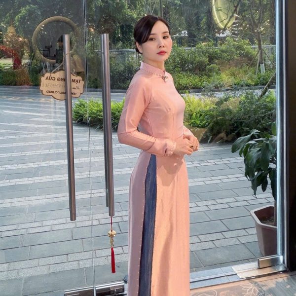 áo dài truyền thống hồng ngọc thanh lịch